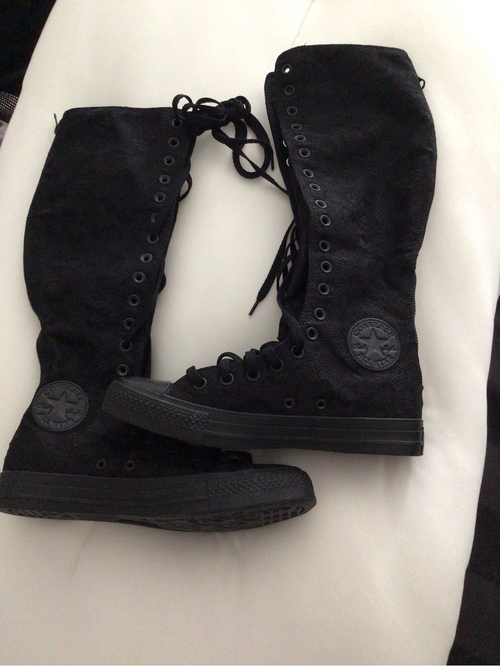 Converse Women's Black Knee-High Lace-Up Athletic Boots